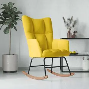 vidaXL Rocking Chair Accent Seating Living Room Furniture Mustard Yellow Velvet