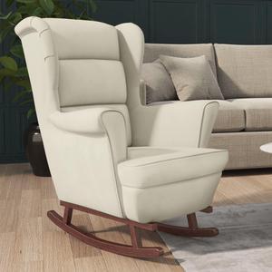 vidaXL Rocking Chair with Solid Wood Rubber Legs Rocker Armchair Cream Velvet