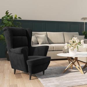 vidaXL Armchair Black Velvet (100% polyester), plywood Standard Armchair
