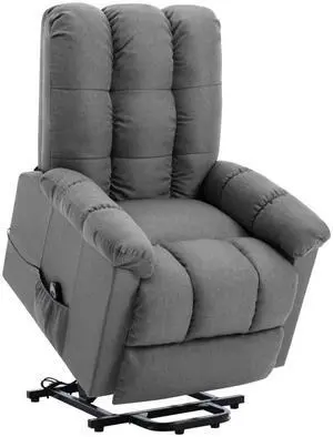 vidaXL Power Lift Chair Light Grey Fabric (100% polyester), plywood, iron