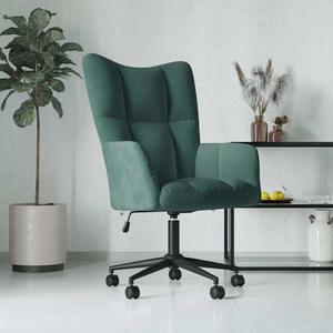 vidaXL Relaxing Chair Dark Green Velvet (100% polyester) Medium