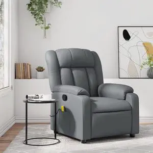 vidaXL Massage Recliner Chair Gray Faux leather, Metal, Plywood, Foam