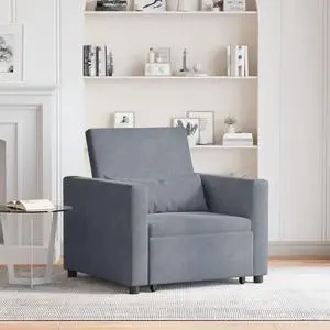 vidaXL Convertible Armchair Dark Gray Fabric 35.4 x 65.0 x 34.3 in vidaXL Convertible Armchair Dark Gray Fabric 35.4 x 65.0 x 34.3 in