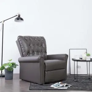 vidaXL Reclining Chair Gray Faux Leather Medium Reclining Chair