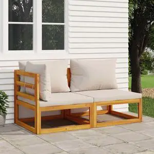 vidaXL Patio Furniture Set 2 Piece Loveseat with Cushions Solid Wood Acacia vidaXL Patio Furniture Set 2 Piece Loveseat with Cushions Solid Wood Acacia