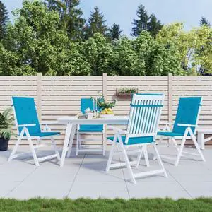 vidaXL Highback Chair Cushion Set of 4 Blue 100% Polyester