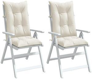 vidaXL Highback Chair Cushion Set of 2 Melange cream Polyester