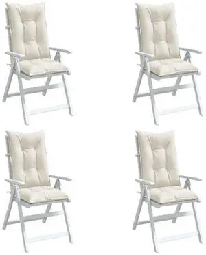 vidaXL Highback Chair Cushion Set of 4 Melange Cream 100% Polyester