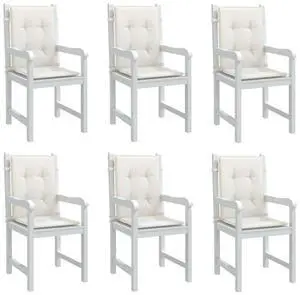 vidaXL Lowback Chair Cushion Set of 6 Melange cream 100% polyester
