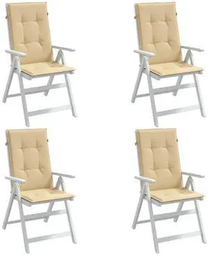 vidaXL Highback Chair Cushion Set of 4 Melange Beige 100% Polyester