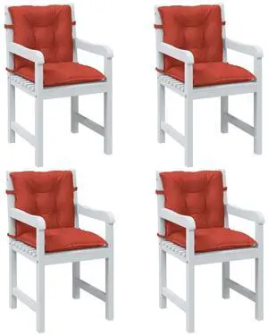 vidaXL Lowback Chair Cushion Set of 4 Melange Red Fabric (100% polyester)