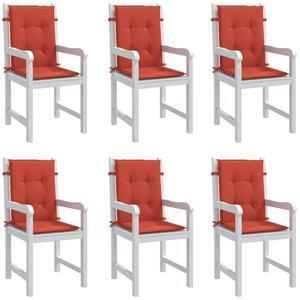 vidaXL Lowback Chair Cushion Set of 6 Melange Red 100% polyester