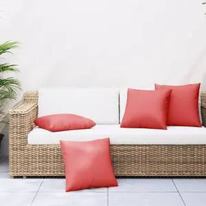 vidaXL Sofa Cushion Set of 4 Red Fabric (100% polyester) 23.6 x 23.6 in