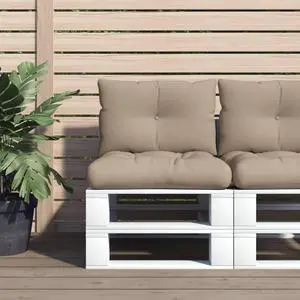 vidaXL Pallet Cushion Set of 2 Taupe 100% polyester 23.6 x 24.2 x 3.9 in