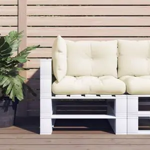 vidaXL Pallet Cushion Set of 3 Cream Fabric (100% polyester) Standard