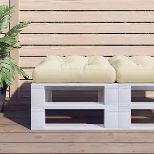 vidaXL Pallet Cushion Cream 100% polyester Medium Water-resistant