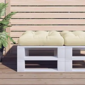 vidaXL Pallet Cushion Cream Polyester 19.7 in x 19.7 in