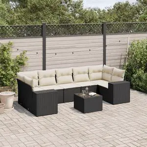 vidaXL Garden Sofa Set Black PE Rattan Large Modular Garden Sofa Set