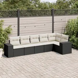 vidaXL Garden Sofa Set Black PE rattan Large Adjustable Feet