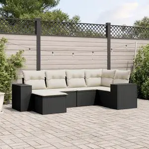 vidaXL Garden Sofa Set Black PE Rattan Lounge Set Adjustable Feet