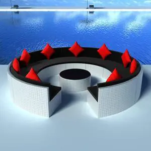vidaXL Patio Sofa Set Set of 10 White, Black, Red