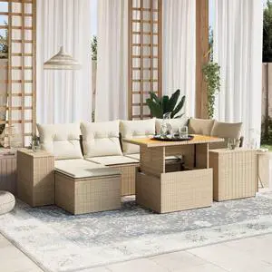 vidaXL Garden Sofa Set Beige
