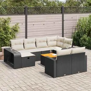 vidaXL Garden Sofa Set Black