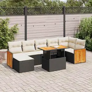 vidaXL Garden Sofa Set Black, White
