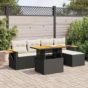 vidaXL Garden Sofa Set Black, Cream white