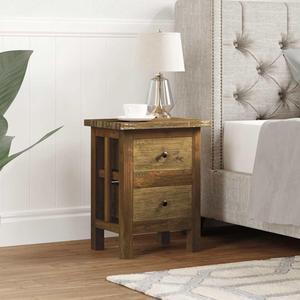 vidaXL Nightstand Accent End Table with Storage Drawers Solid Reclaimed Wood
