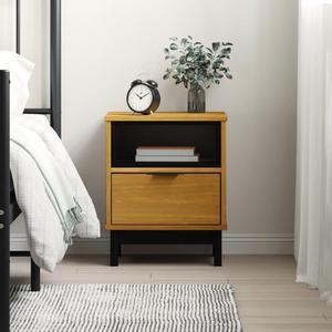 vidaXL Bedside Cabinet Oak Solid pine wood, engineered wood, plastic