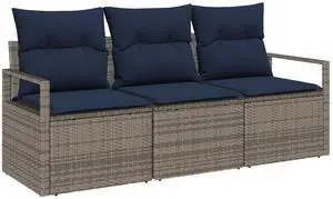 vidaXL Garden Sofa Set 3 pcs Gray Poly rattan