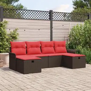 vidaXL Garden Sofa Set 6 pcs Brown and red 251 x 117 x 85 cm