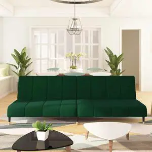 vidaXL 2-Seater Sofa Bed Accent Upholstered Loveseat Couch Dark Green Velvet