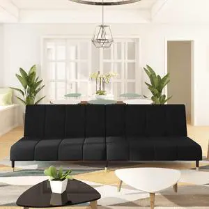 vidaXL 2-Seater Sofa Bed Accent Upholstered Loveseat Sleeper Couch Black Velvet