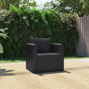 vidaXL Single Sofa Outdoor Sofa Set with Cushions and Table PE Rattan Black
