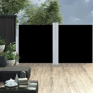 vidaXL Retractable Side Awning Folding Privacy Screen Outdoor Divider Wall Black