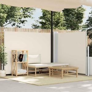 vidaXL Retractable Side Awning Patio Folding Privacy Screen Cream 55.1"x236.2"