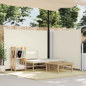 vidaXL Retractable Side Awning Patio Folding Privacy Screen Cream 55.1"x393.7"