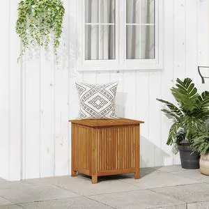 vidaXL Outdoor Storage Box, Deck Box with Lid, Storage Chest with Water-Resistant Bag Inside, 23.6''x19.7''x22.8'', Solid Acacia Wood