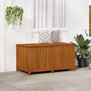 vidaXL Outdoor Storage Box, Deck Box with Gas-Lift Lid, Storage Chest with Water-Resistant Zippered Bag Inside, 59.1''x31.5''x29.5'', Solid Acacia Wood