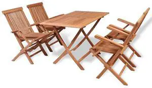 vidaXL Garden Table And Chair Warm wood color Solid Teak wood 5-Piece Set