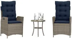 vidaXL Bistro Set Grey PE rattan Compact Removable Covers Bistro Set