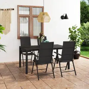 vidaXL Dining Set Black PE rattan, aluminum, WPC Medium