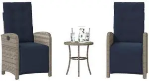vidaXL Bistro Set Grey PE rattan Standard size for garden furniture