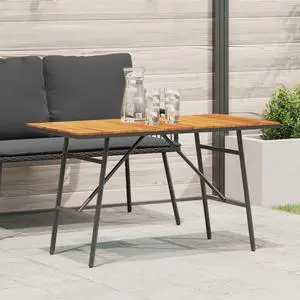 vidaXL Dining Table - Black, 43.3x21.7x24.4 in, Made from Solid Acacia Wood