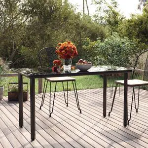 vidaXL Dining Table Black Powder-coated steel 55.1 x 27.6 in Durable