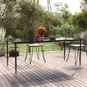 vidaXL Dining Table Black Powder-coated steel Large Durable