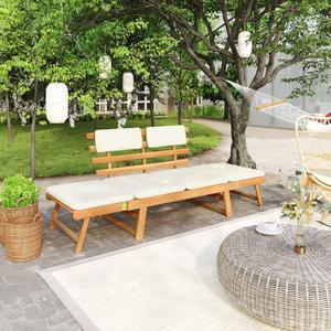 vidaXL Garden Bench Cream white Solid Acacia wood Large