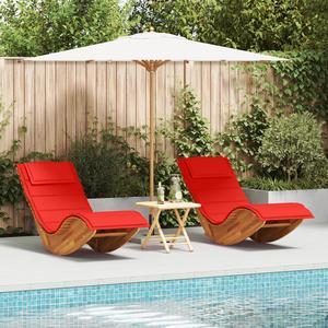 vidaXL Rocking Sun Loungers with Cushions 2 pcs Solid Wood Acacia
